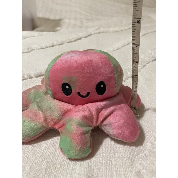 Octopus TeeTurtle Moody Happy Sad Reversible Pink Mint Plush Small - Picture 3 of 4